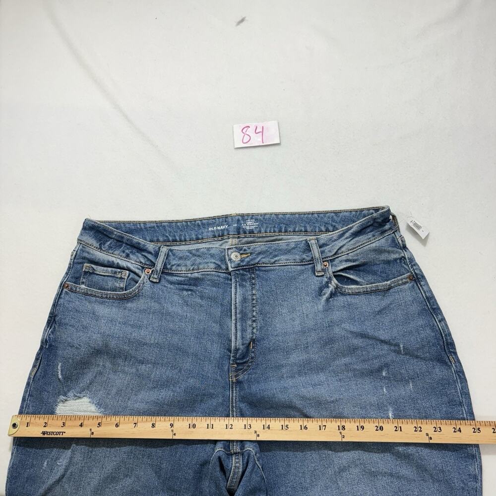 Old Navy Women's 20 High Rise Curvy O.G. Straight Ripped Blue Jeans (40x28) - Picture 11 of 13